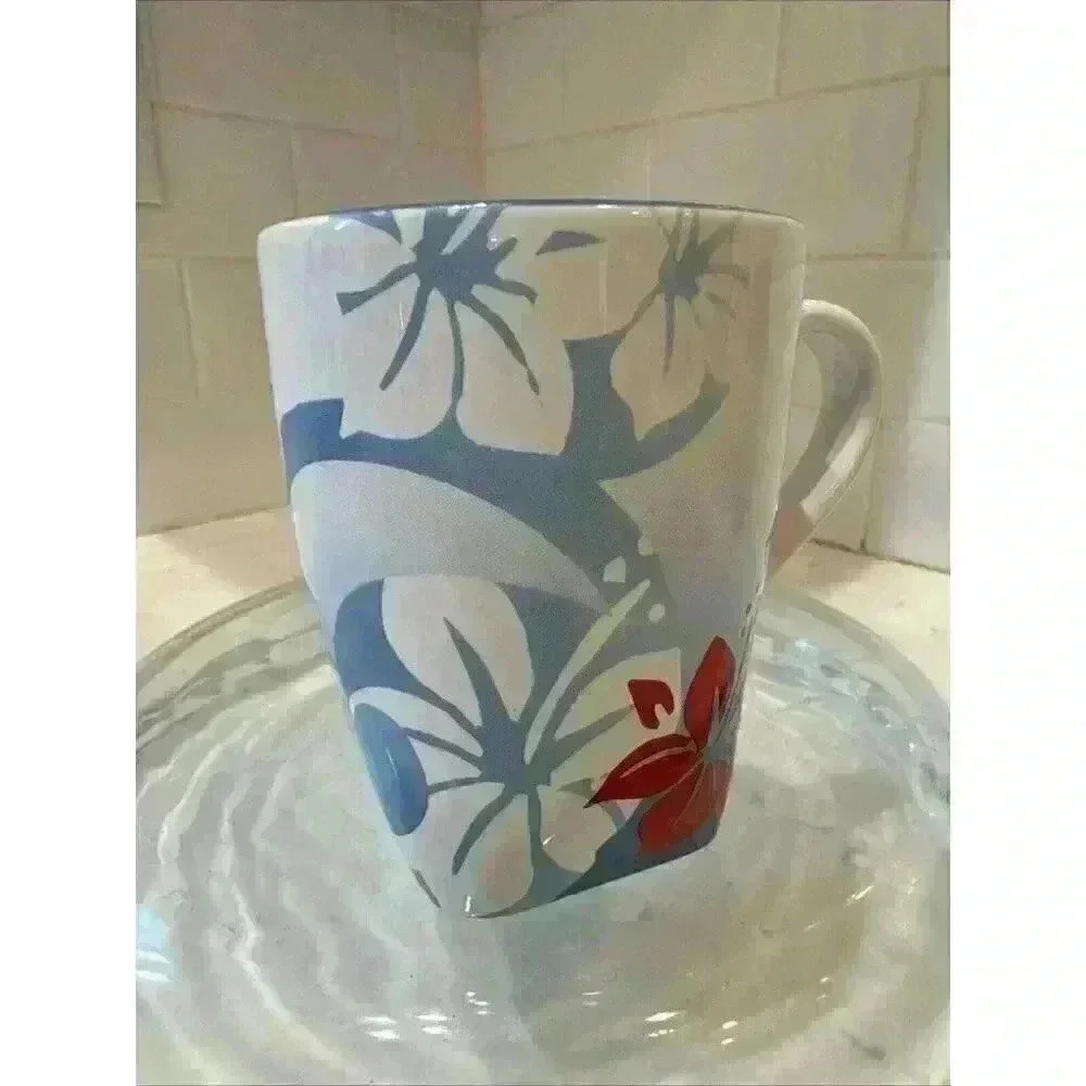 Disney IT'S A SHORE THING Mug Flower Floral Blue Hibiscus Coffee Tea - Picture 8 of 12